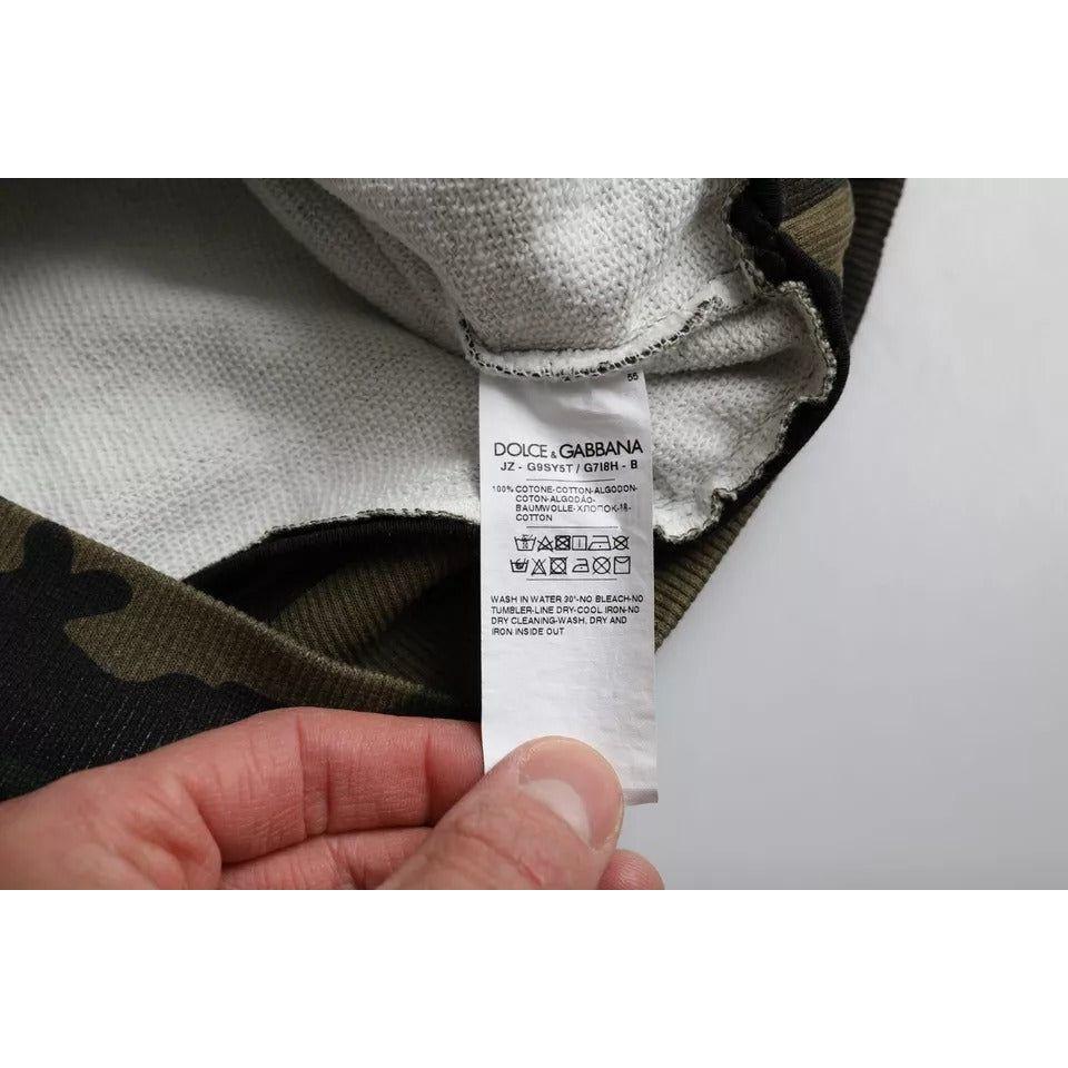 Dolce & Gabbana Black Camouflage Crew Neck Pullover Sweater Dolce & Gabbana Gray