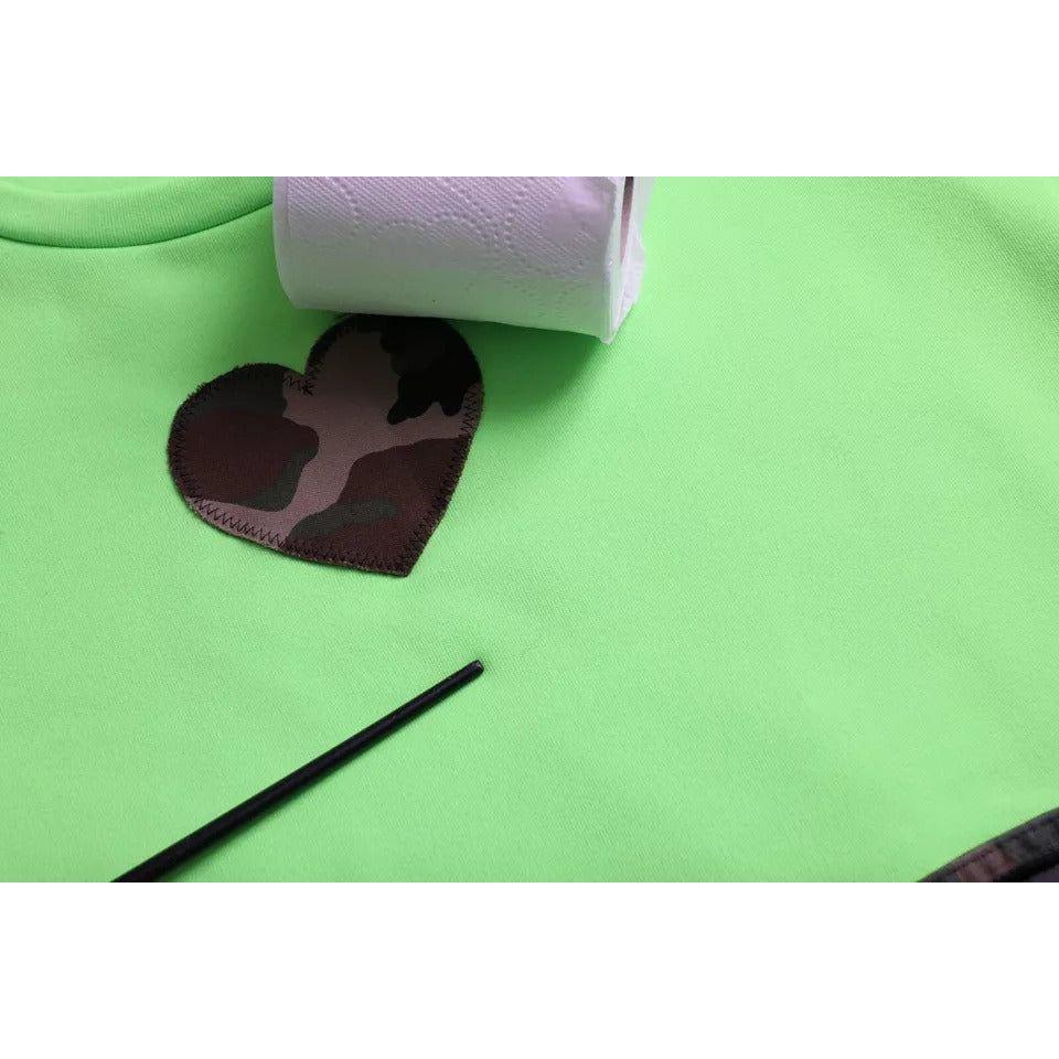 Dolce & Gabbana Green Patchwork Heart Crew Neck Pullover Sweater Dolce & Gabbana Light Green