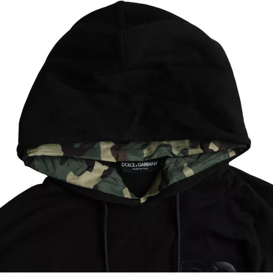 Dolce & Gabbana Black Camouflage Hooded Sweatshirt Sweater Dolce & Gabbana Black
