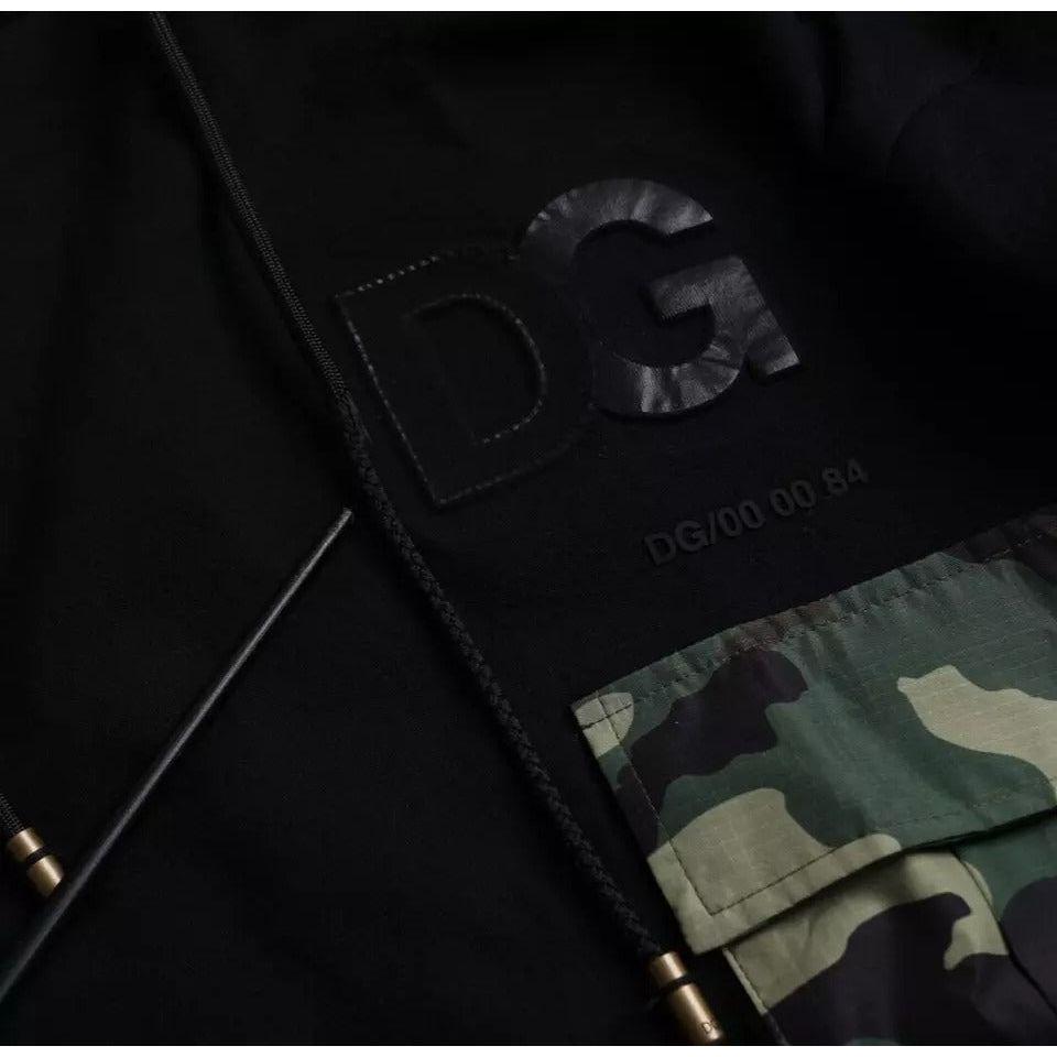 Dolce & Gabbana Black Camouflage Hooded Sweatshirt Sweater Dolce & Gabbana Black