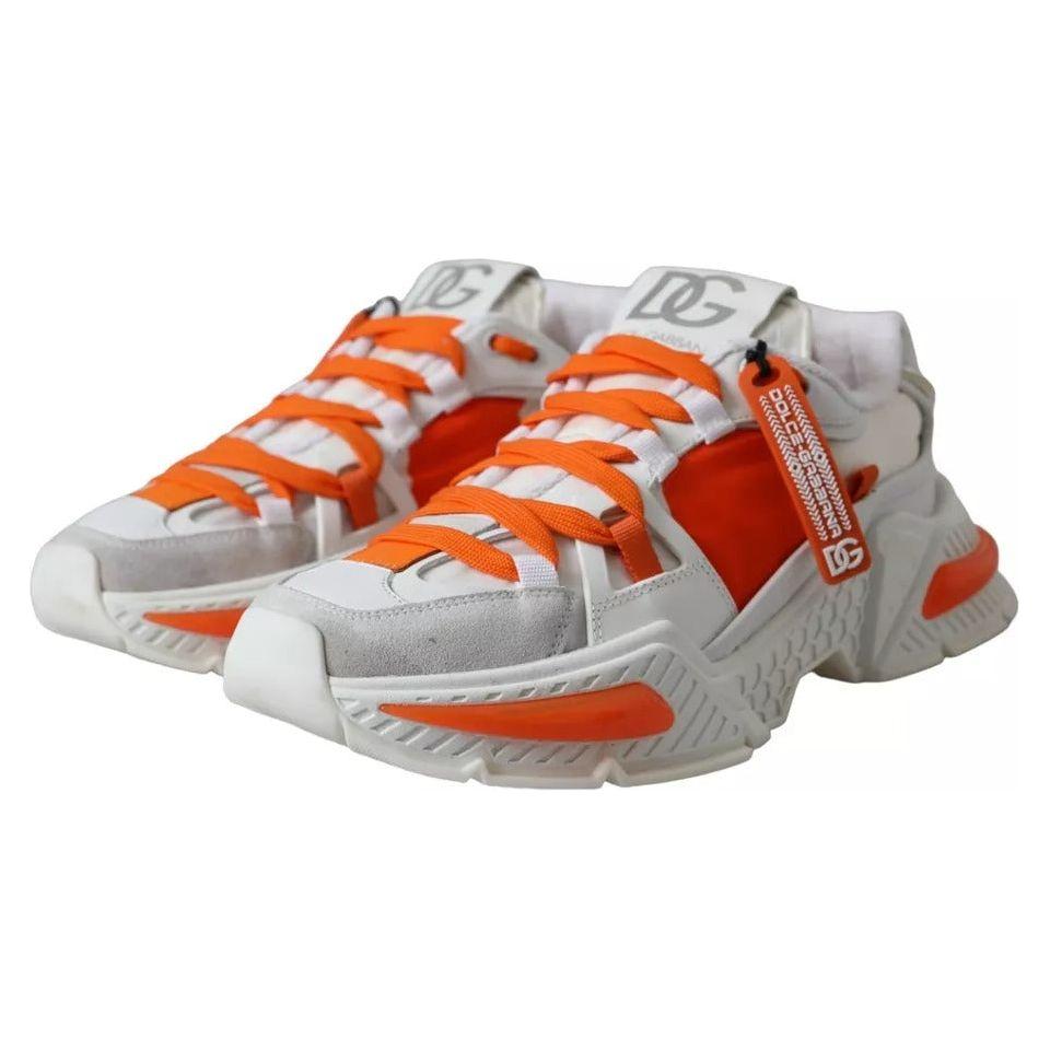 Dolce & Gabbana White Orange Airmaster Low Top Sneakers Shoes Dolce & Gabbana Dark Gray