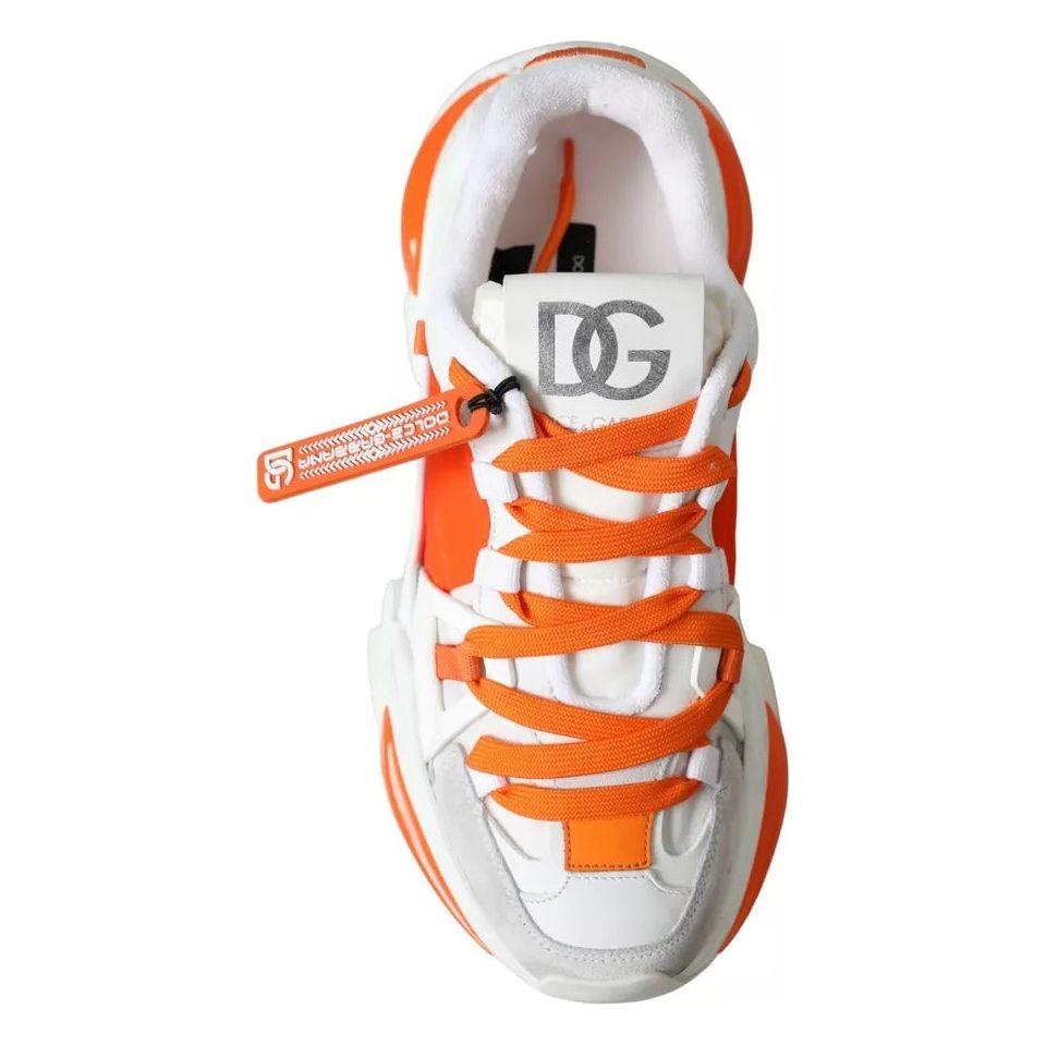 Dolce & Gabbana White Orange Airmaster Low Top Sneakers Shoes Dolce & Gabbana Light Gray