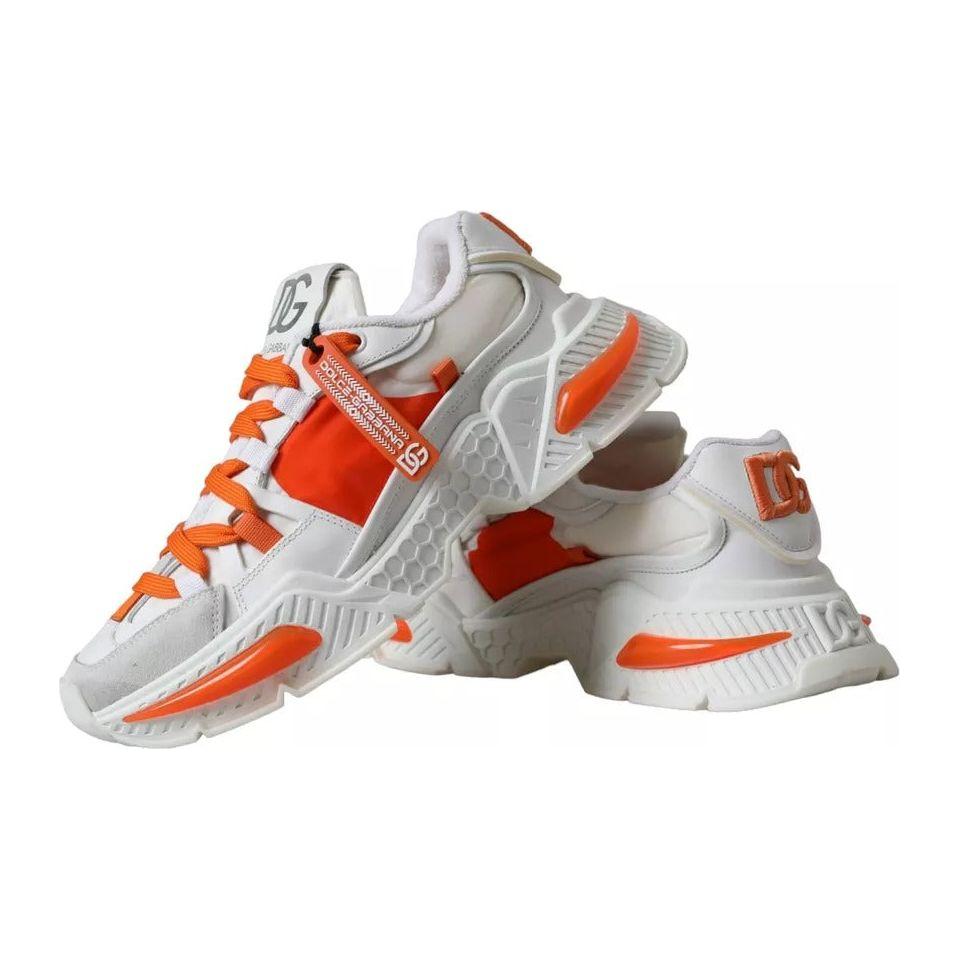 Dolce & Gabbana White Orange Airmaster Low Top Sneakers Shoes Dolce & Gabbana Gray