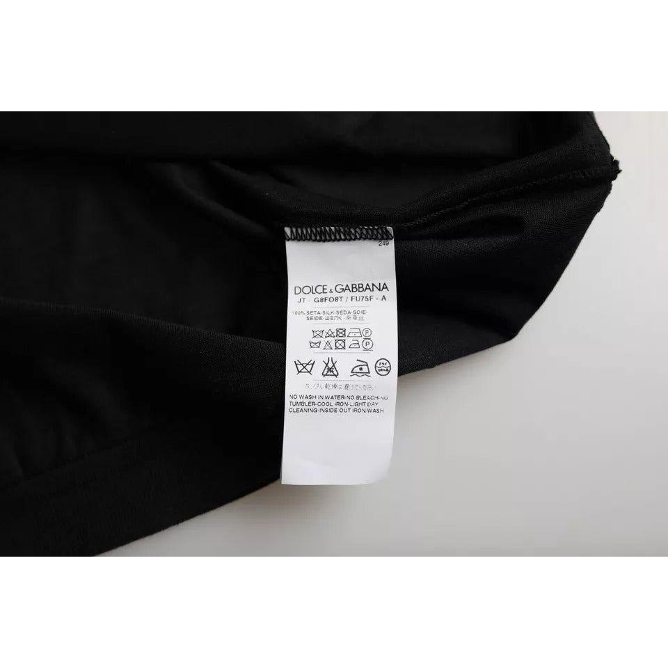 Dolce & Gabbana Black Silk Round Neck Short Sleeve T-shirt Dolce & Gabbana Black