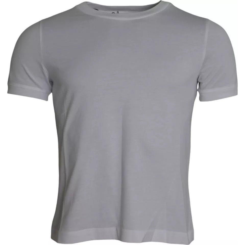 Dolce & Gabbana White Cotton Round Neck Short Sleeve T-shirt Dolce & Gabbana Light Slate Gray
