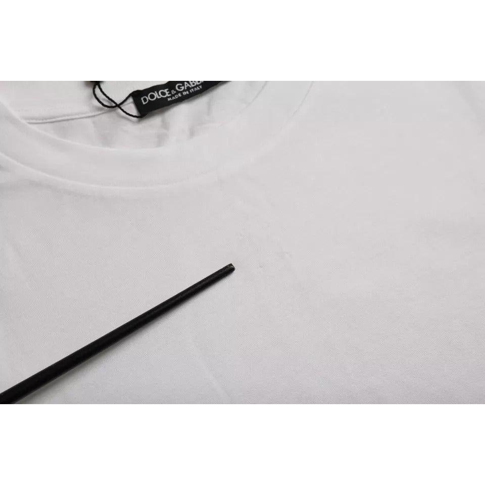 Dolce & Gabbana White Cotton Round Neck Short Sleeve T-shirt Dolce & Gabbana Light Gray
