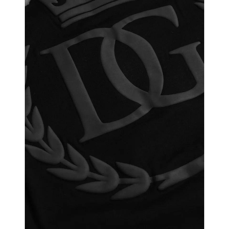 Dolce & Gabbana Black Logo Embossed Cotton Crew Neck T-shirt Dolce & Gabbana Black