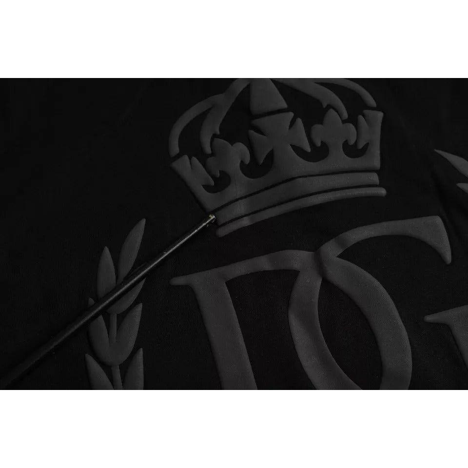 Dolce & Gabbana Black Logo Embossed Cotton Crew Neck T-shirt Dolce & Gabbana Black