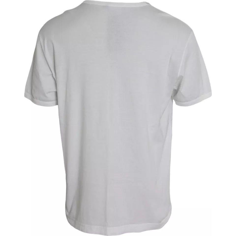 Dolce & Gabbana White Logo Embossed Cotton Crewneck T-shirt Dolce & Gabbana Gray