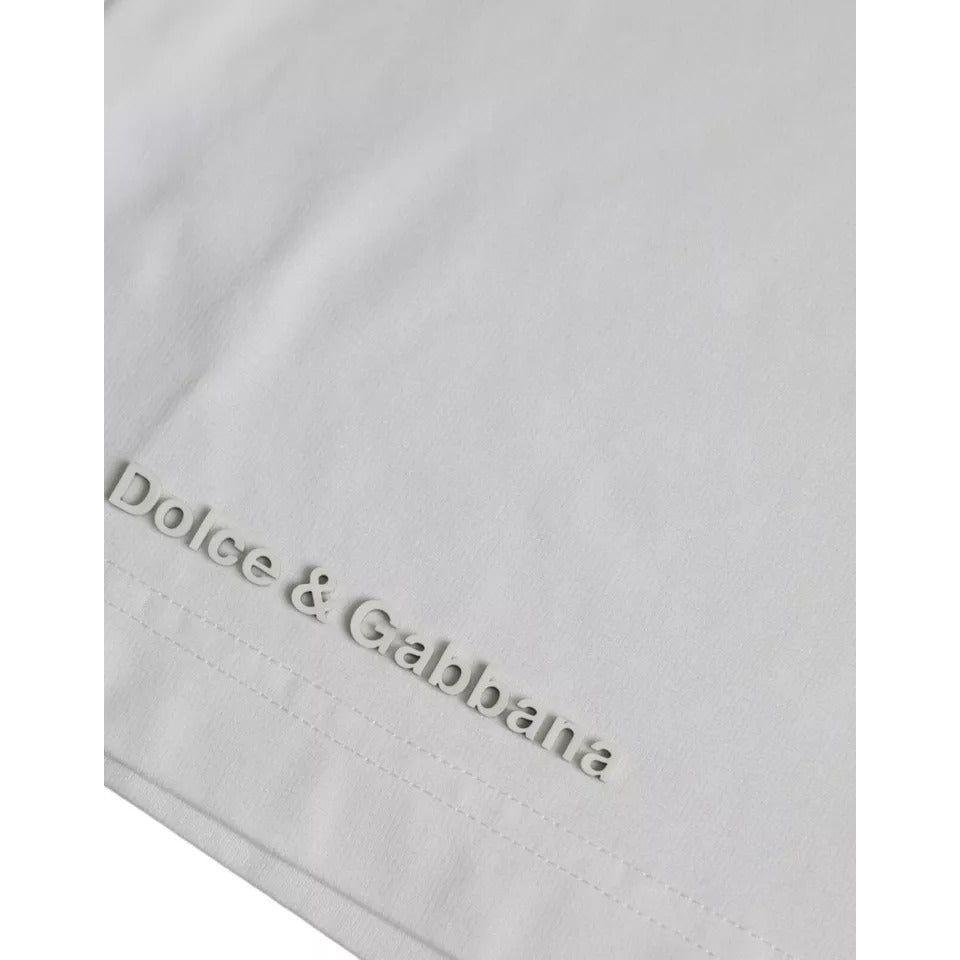 Dolce & Gabbana White Logo Round Neck Short Sleeves T-shirt Dolce & Gabbana Gray