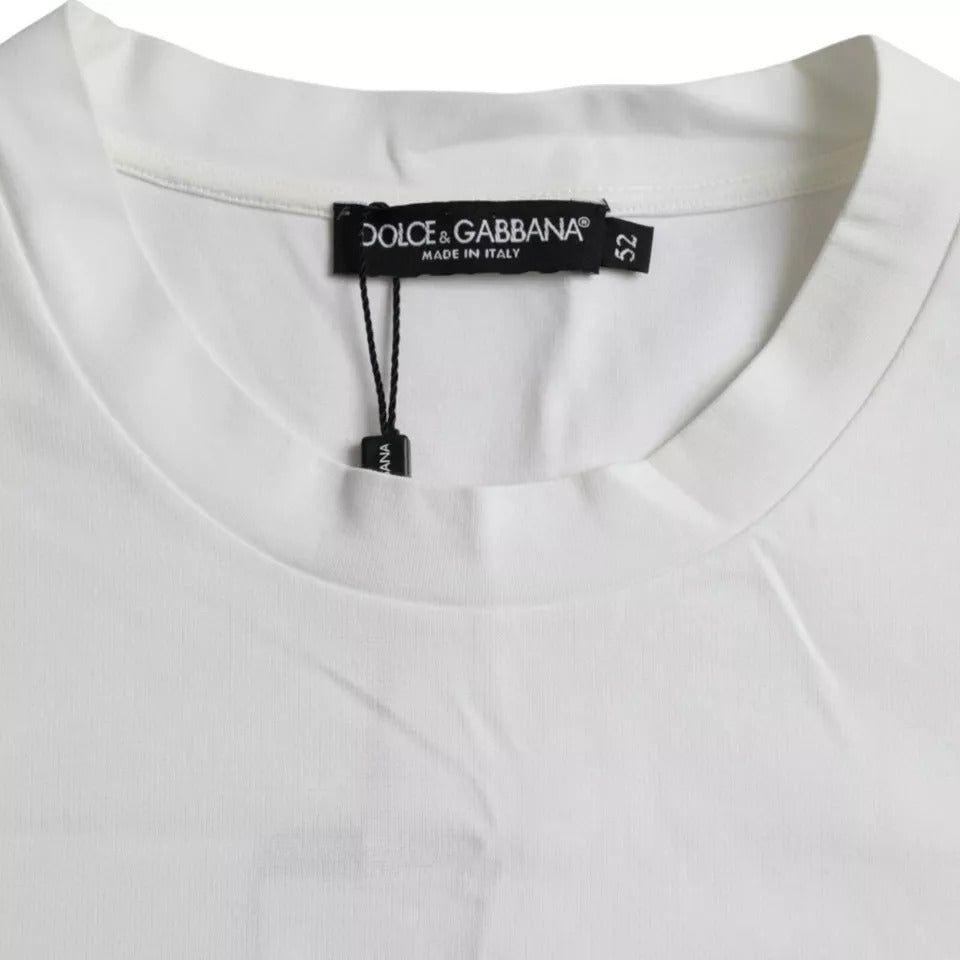 Dolce & Gabbana White Logo Round Neck Short Sleeves T-shirt Dolce & Gabbana Light Gray