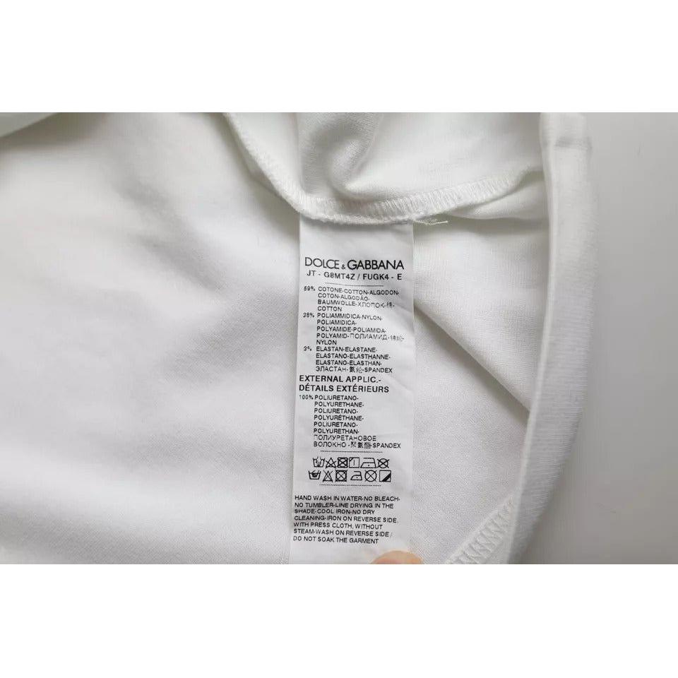Dolce & Gabbana White Logo Round Neck Short Sleeves T-shirt Dolce & Gabbana Gray