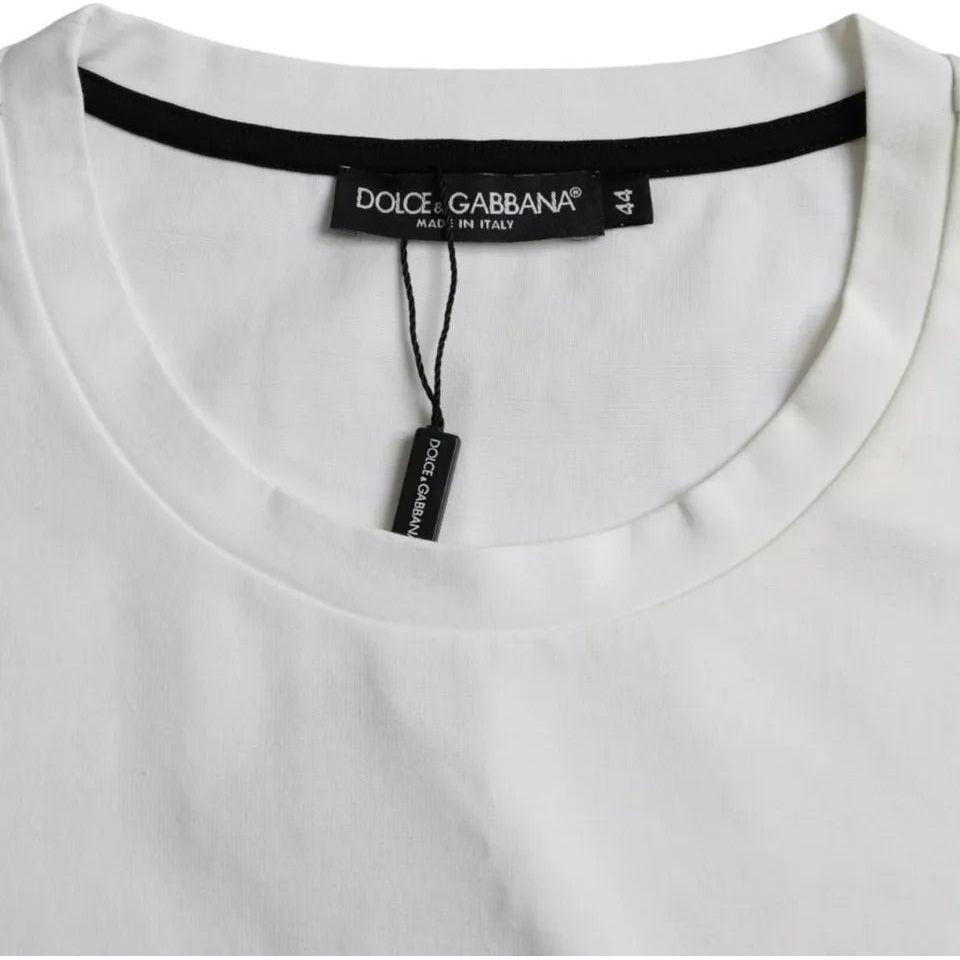 Dolce & Gabbana White Red Lips Print Cotton Men T-shirt Dolce & Gabbana Light Gray