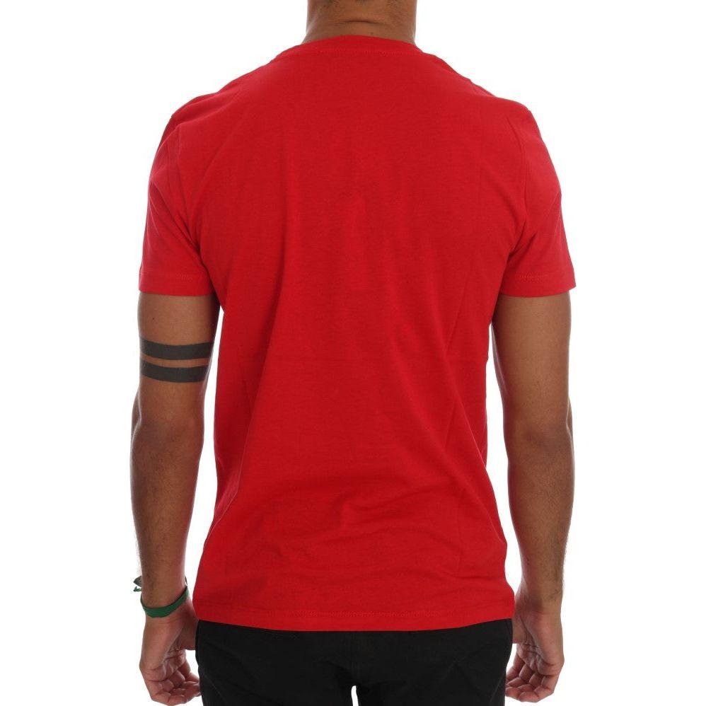 Frankie Morello Chic Red 'RIDERS' Motive Crewneck Tee Frankie Morello Firebrick