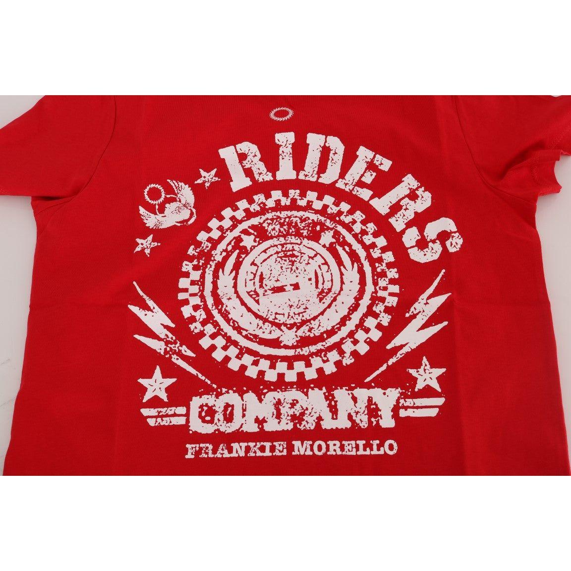 Frankie Morello Chic Red 'RIDERS' Motive Crewneck Tee Frankie Morello Thistle
