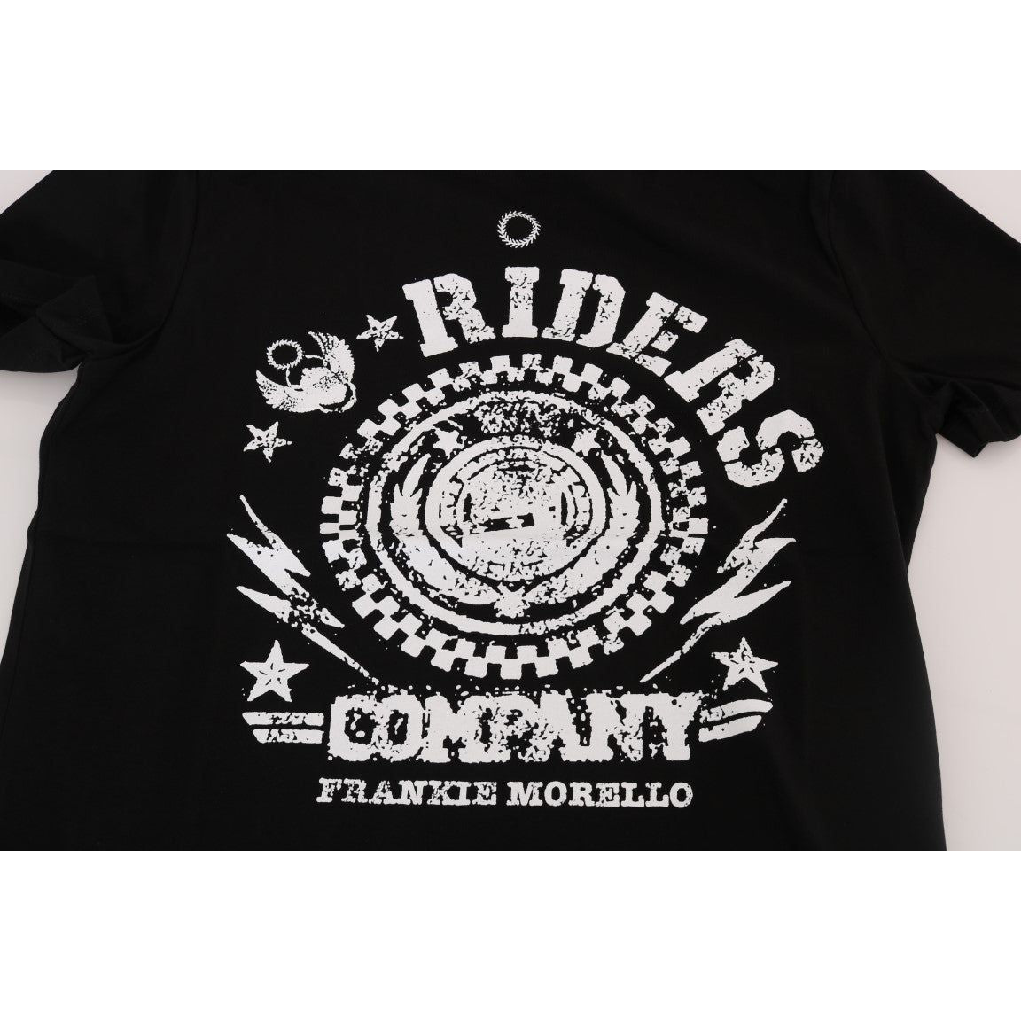 Frankie Morello Chic Black Crewneck Tee with 'RIDERS' Motif Frankie Morello Black