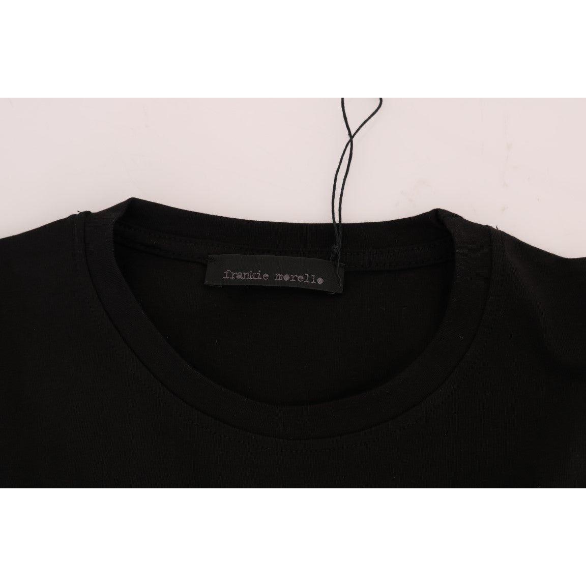 Frankie Morello Chic Black Crewneck Tee with 'RIDERS' Motif Frankie Morello Black