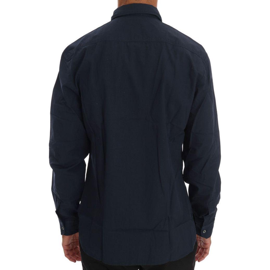 John Galliano Elegant Blue Cotton Casual Shirt John Galliano Black