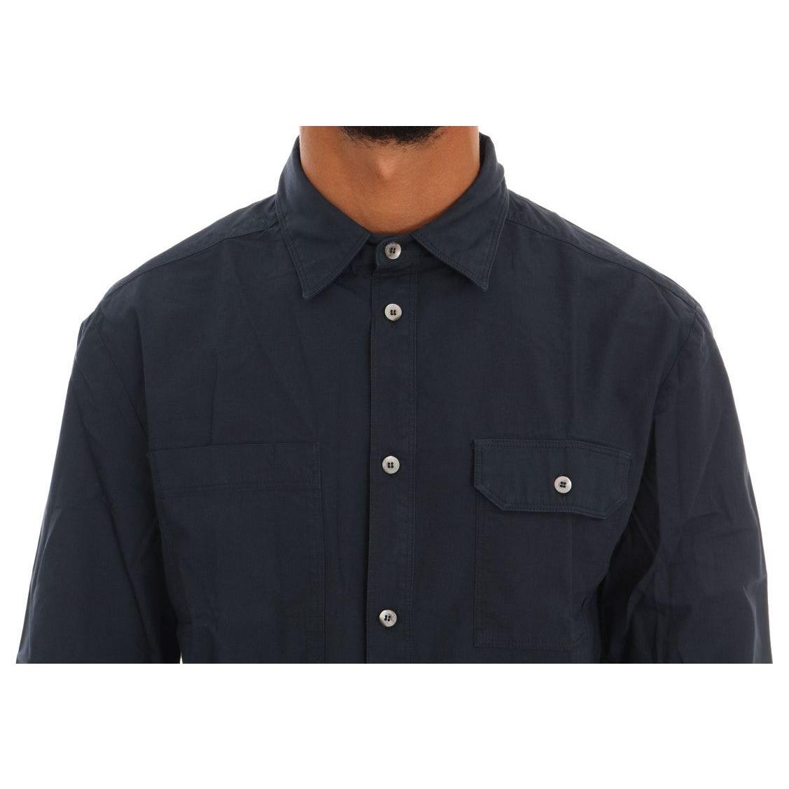 John Galliano Elegant Blue Cotton Casual Shirt John Galliano Dark Slate Gray