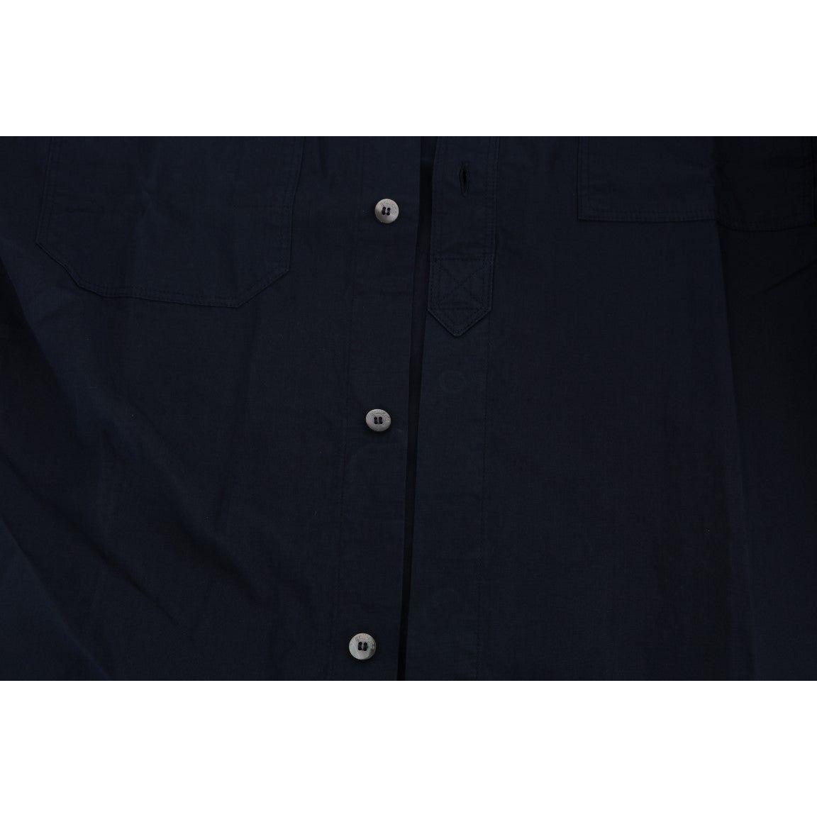 John Galliano Elegant Blue Cotton Casual Shirt John Galliano Black