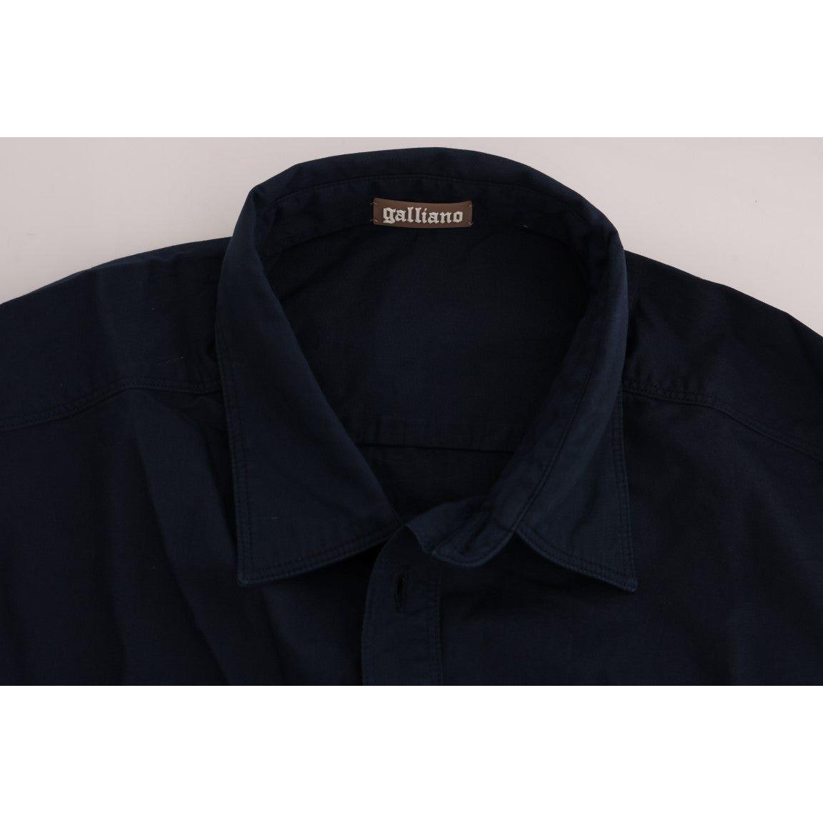 John Galliano Elegant Blue Cotton Casual Shirt John Galliano Light Gray