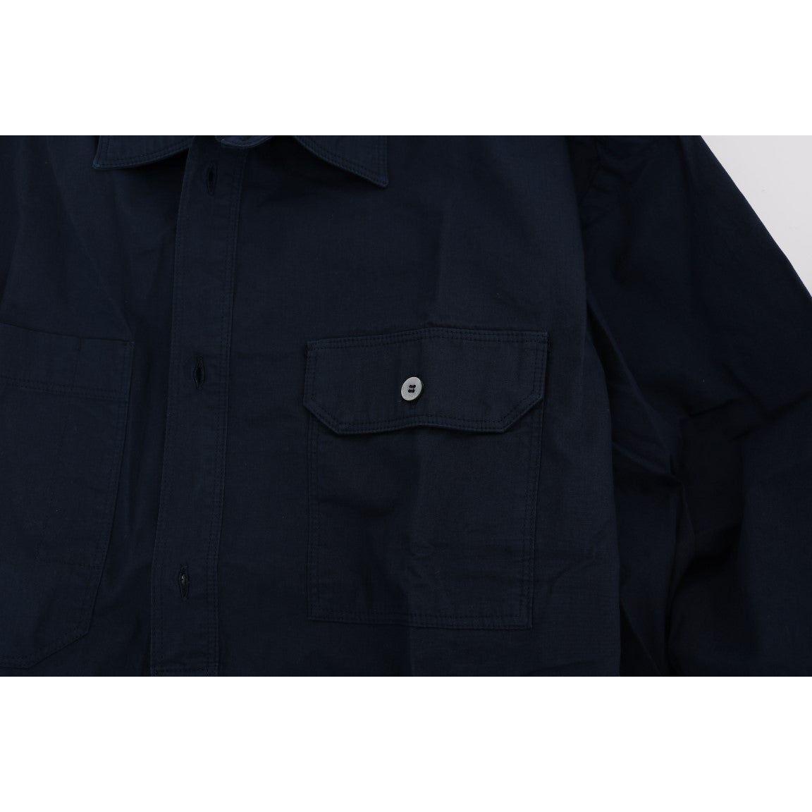 John Galliano Elegant Blue Cotton Casual Shirt John Galliano Black