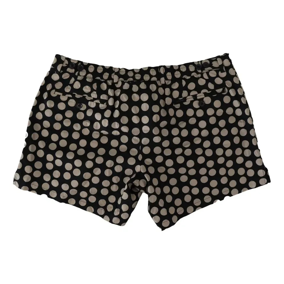 Dolce & Gabbana Black White Polka Dots Cotton Linen Shorts Dolce & Gabbana Black