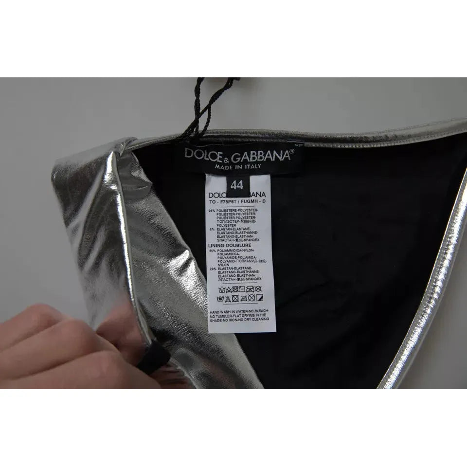 Dolce & Gabbana Silver Polyester Sleeveless Bustier Crop Top Dolce & Gabbana Dark Slate Gray