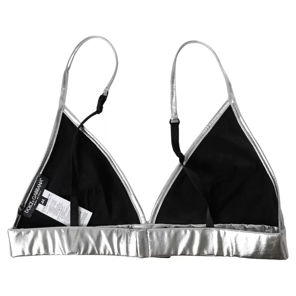Dolce & Gabbana Silver Polyester Sleeveless Bustier Crop Top Dolce & Gabbana Black
