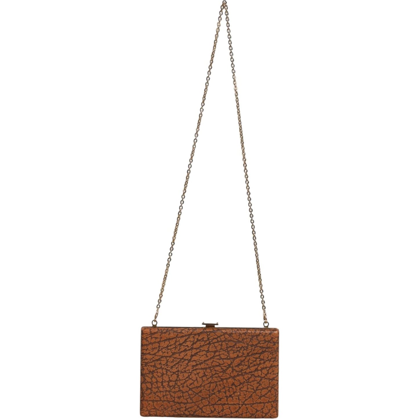 Dolce & Gabbana Brown Leather Gold Frame Clutch Mini Crossbody Bag Dolce & Gabbana Saddle Brown