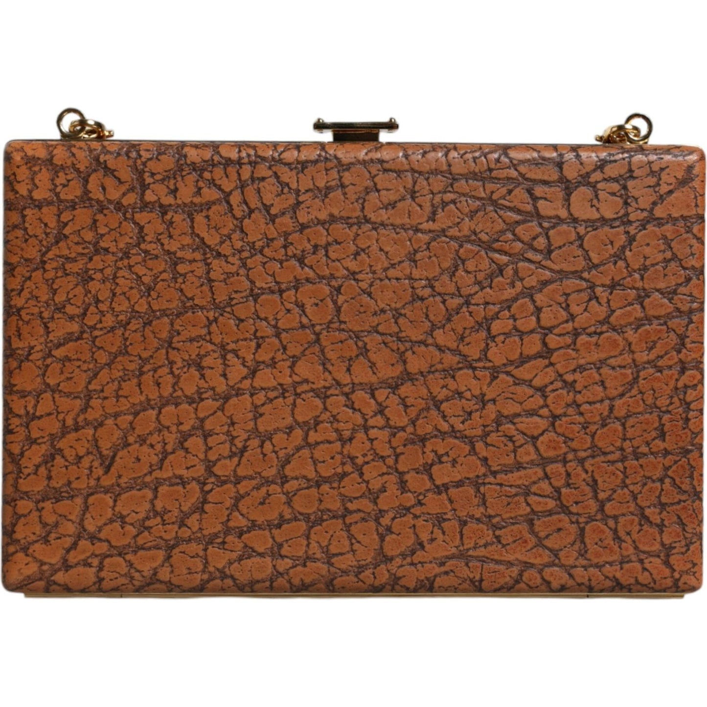 Dolce & Gabbana Brown Leather Gold Frame Clutch Mini Crossbody Bag Dolce & Gabbana Saddle Brown