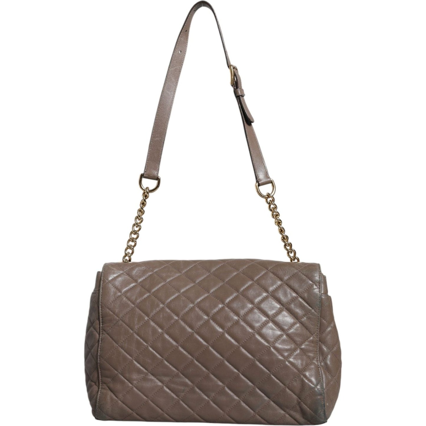 Dolce & Gabbana Brown Quilted Leather Shoulder Purse Satchel Bag Dolce & Gabbana Dim Gray