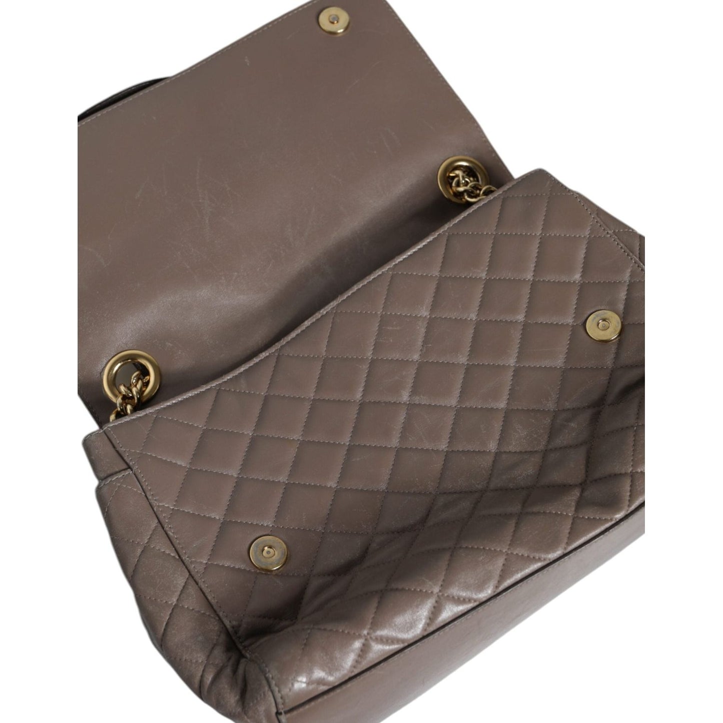 Dolce & Gabbana Brown Quilted Leather Shoulder Purse Satchel Bag Dolce & Gabbana Dim Gray