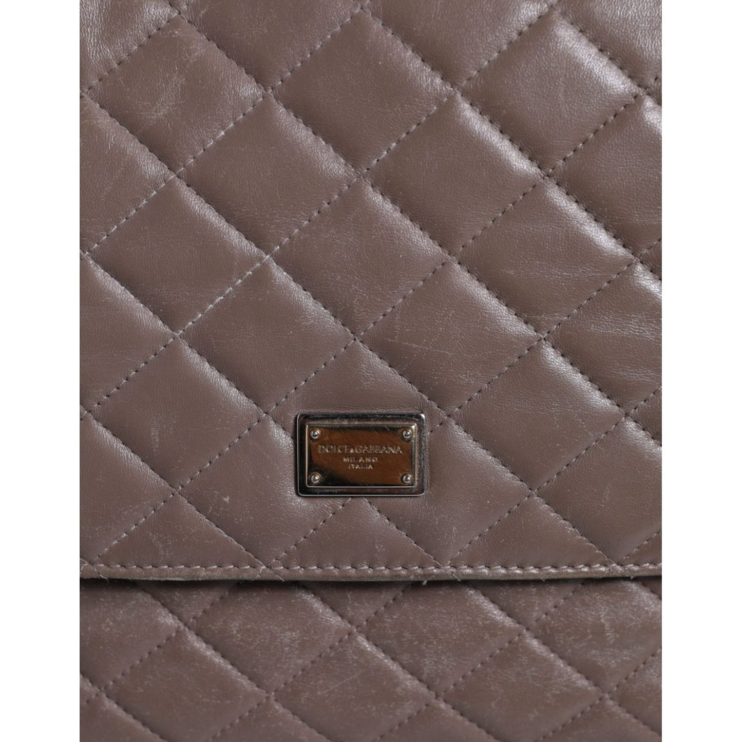 Dolce & Gabbana Brown Quilted Leather Shoulder Purse Satchel Bag Dolce & Gabbana Dim Gray