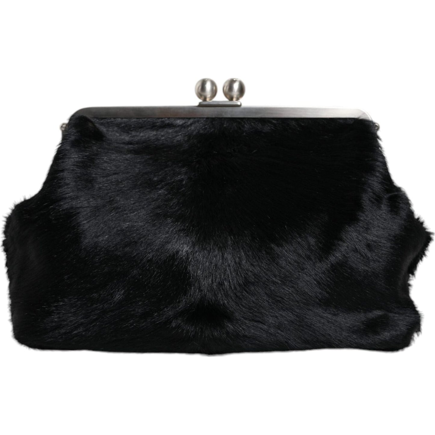 Dolce & Gabbana Black Fur Handbag Clutch Purse Pouch Bag Dolce & Gabbana Black