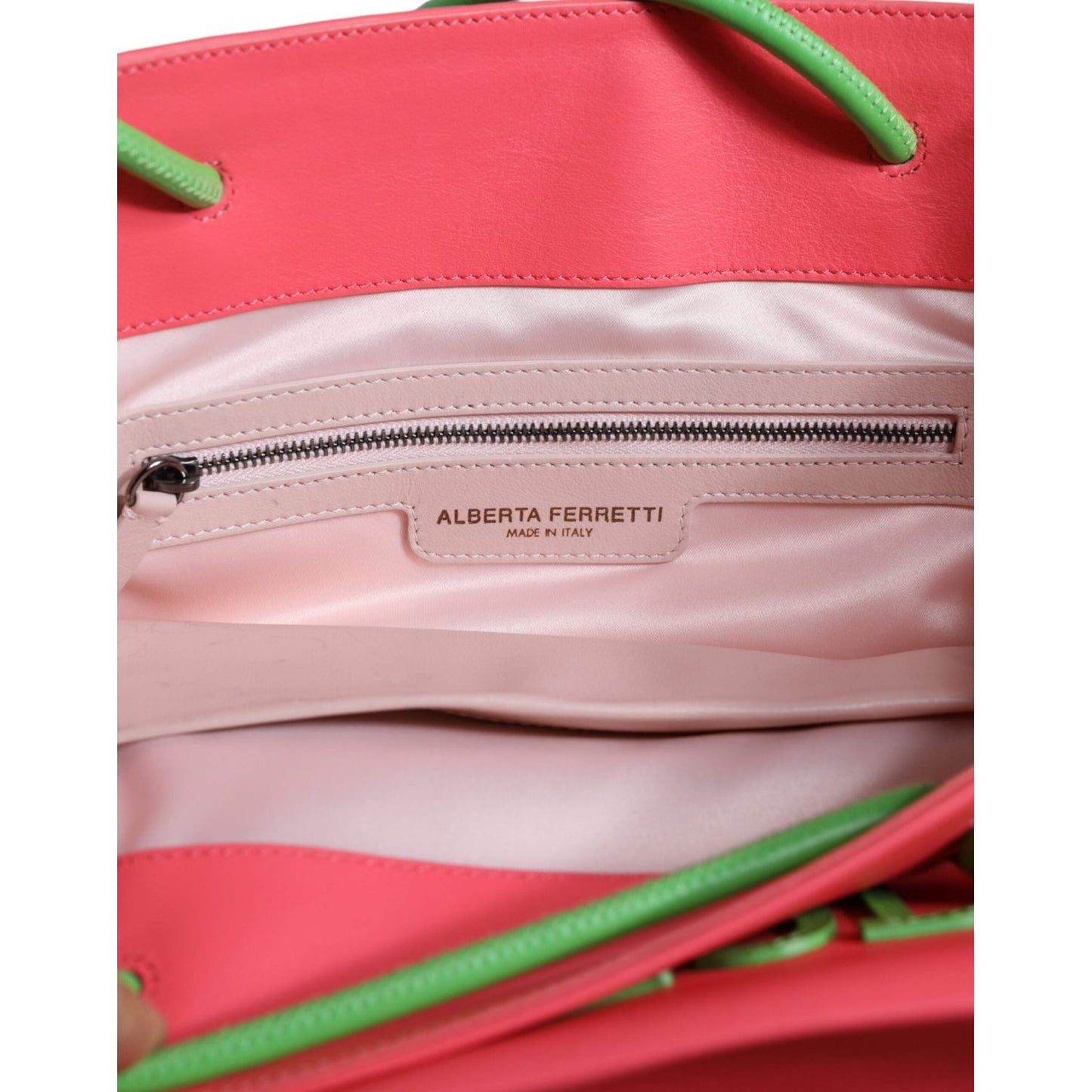 Alberta Ferretti Pink Leather Weekend Wednesday Shopping Tote Bag Alberta Ferretti Maroon
