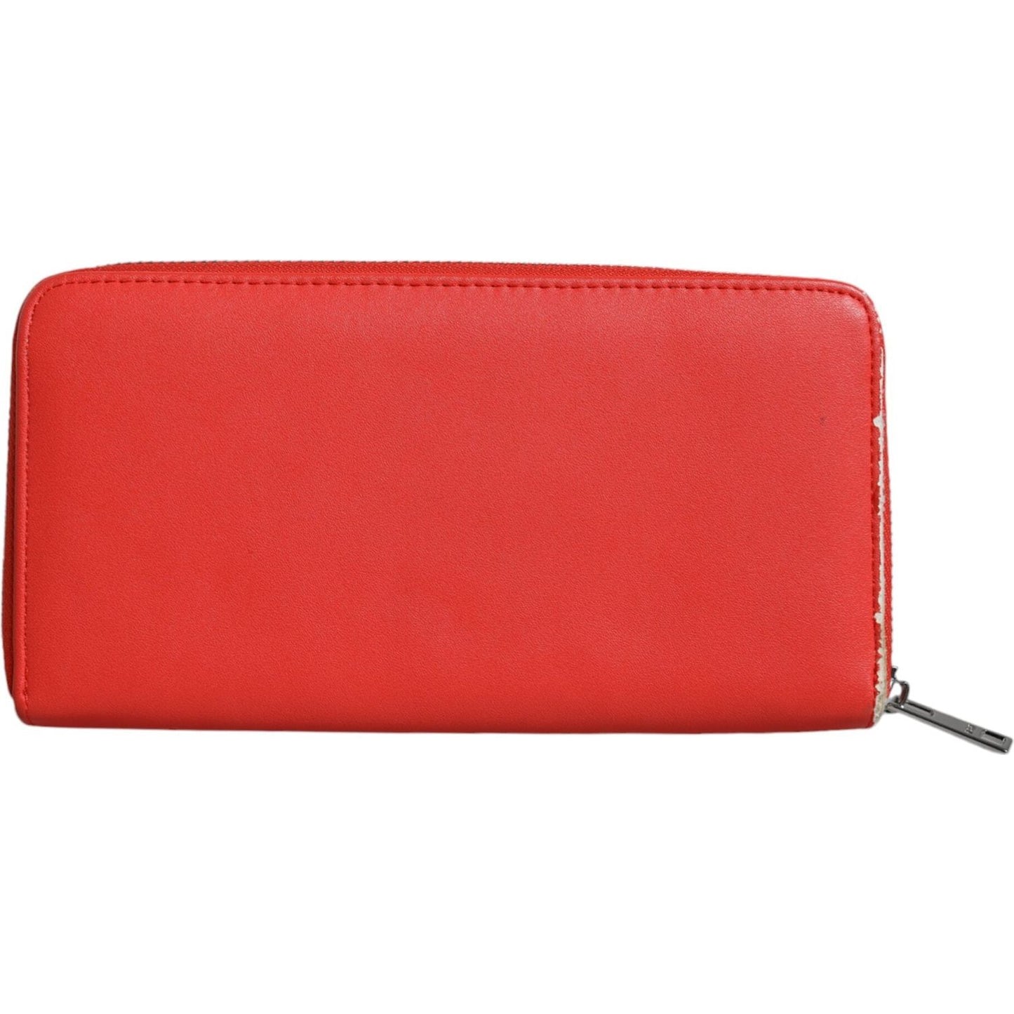 MSGM Red Leather Continental Zip Around Card Holder Bifold Clutch Wallet MSGM Firebrick
