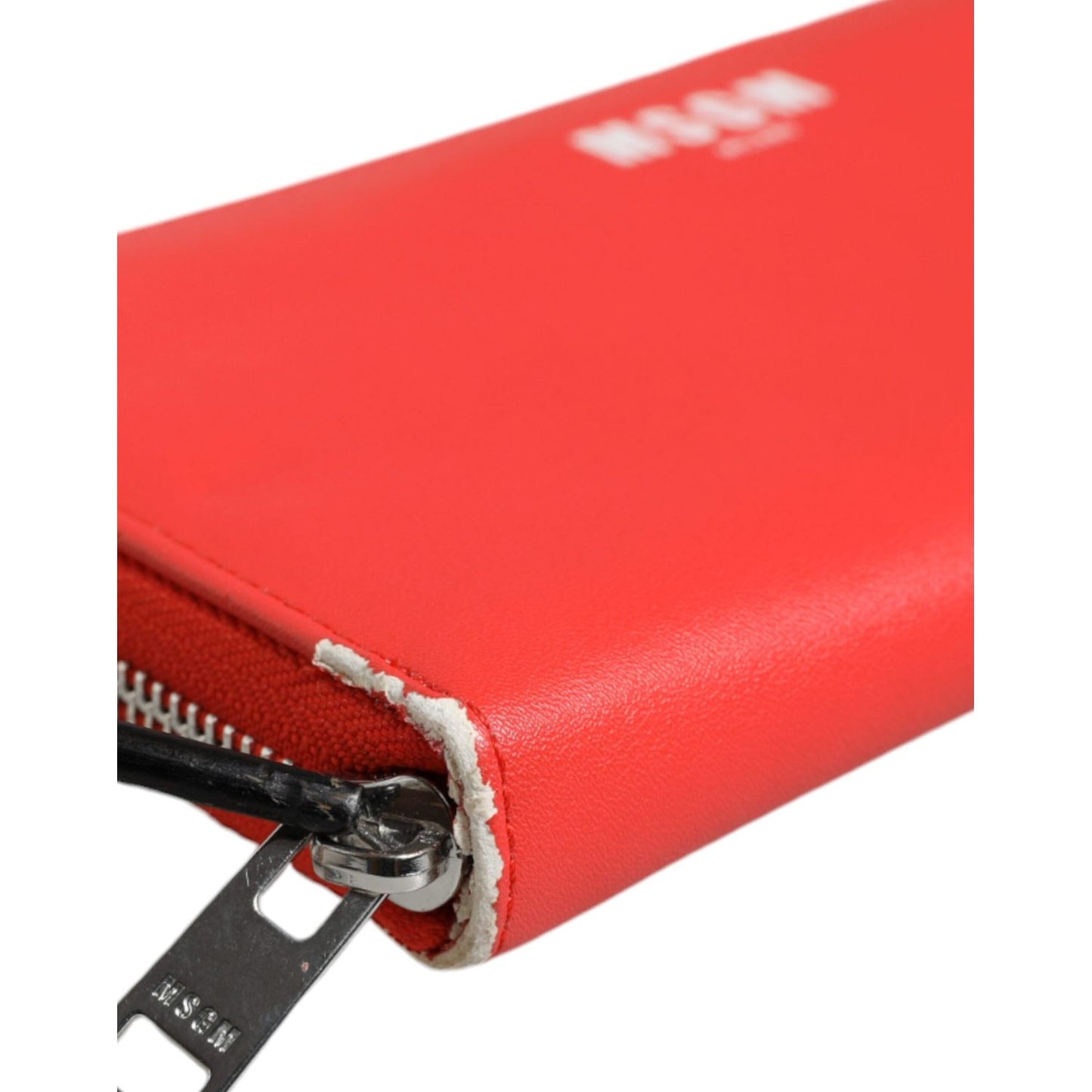 MSGM Red Leather Continental Zip Around Card Holder Bifold Clutch Wallet MSGM Tomato