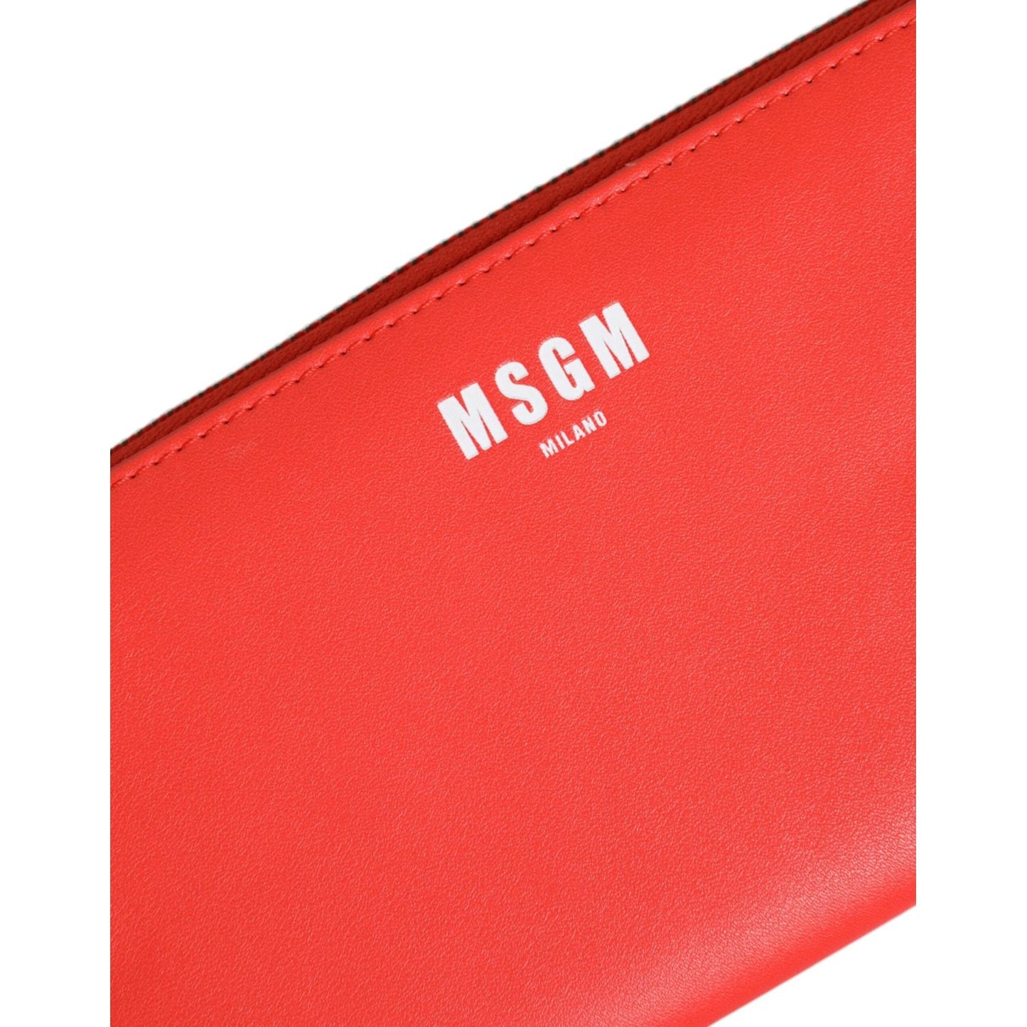 MSGM Red Leather Continental Zip Around Card Holder Bifold Clutch Wallet MSGM Tomato