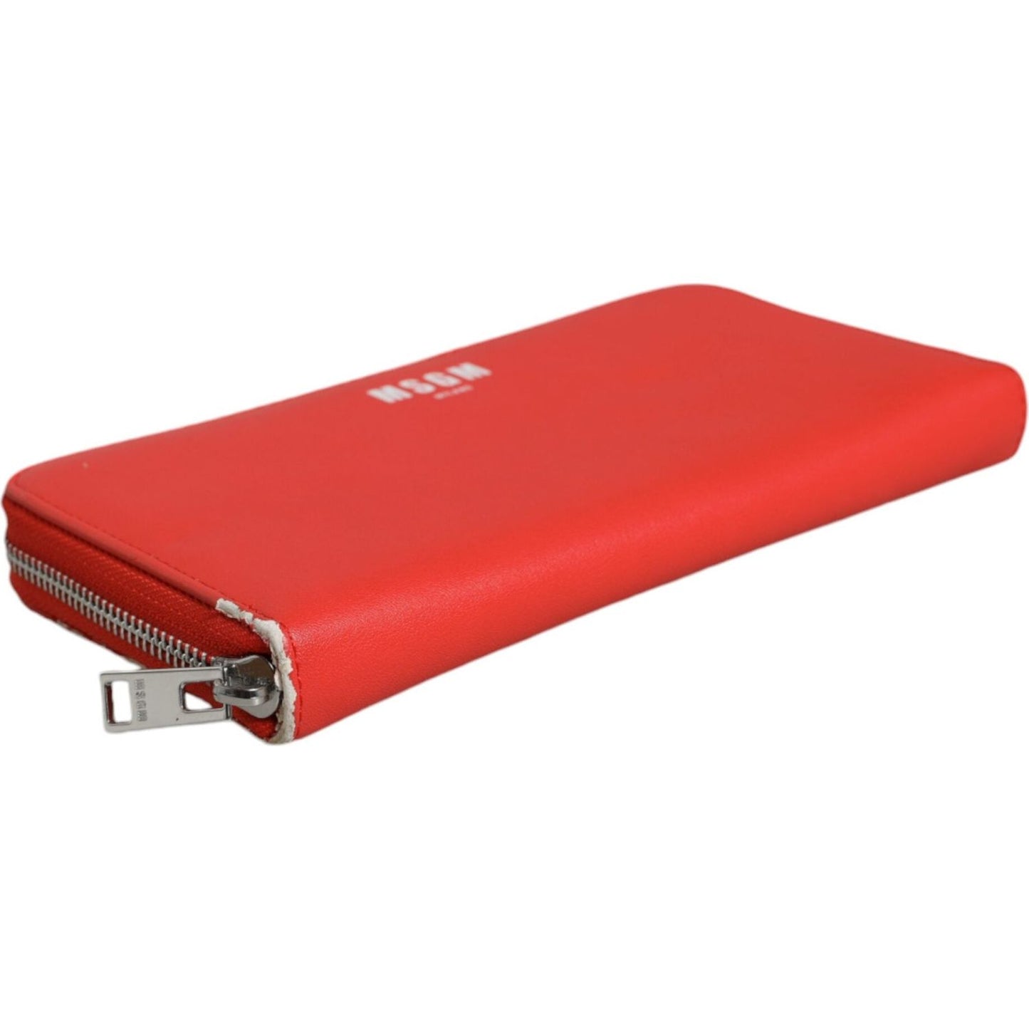 MSGM Red Leather Continental Zip Around Card Holder Bifold Clutch Wallet MSGM Chocolate