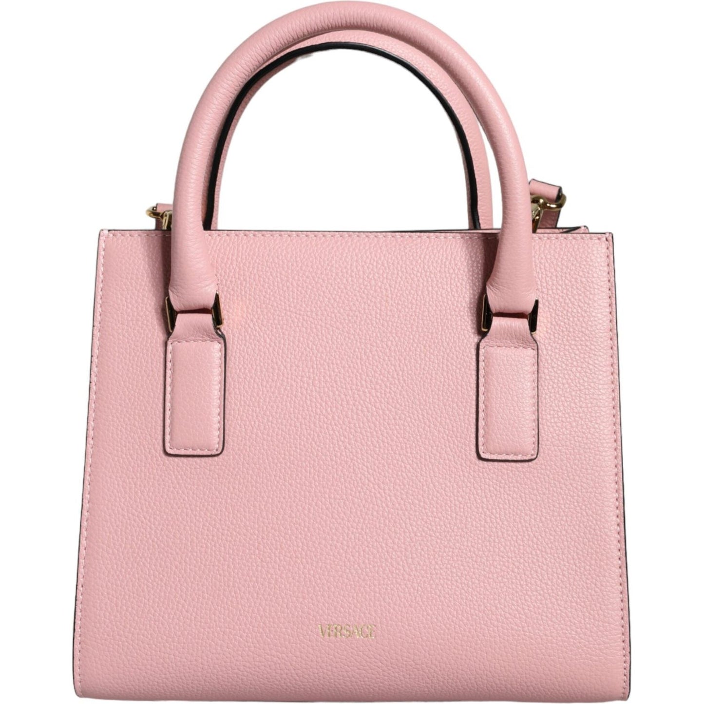 Versace Pink Small Top Handle Grainy Calf Leather Crossbody Bag Versace Light Pink
