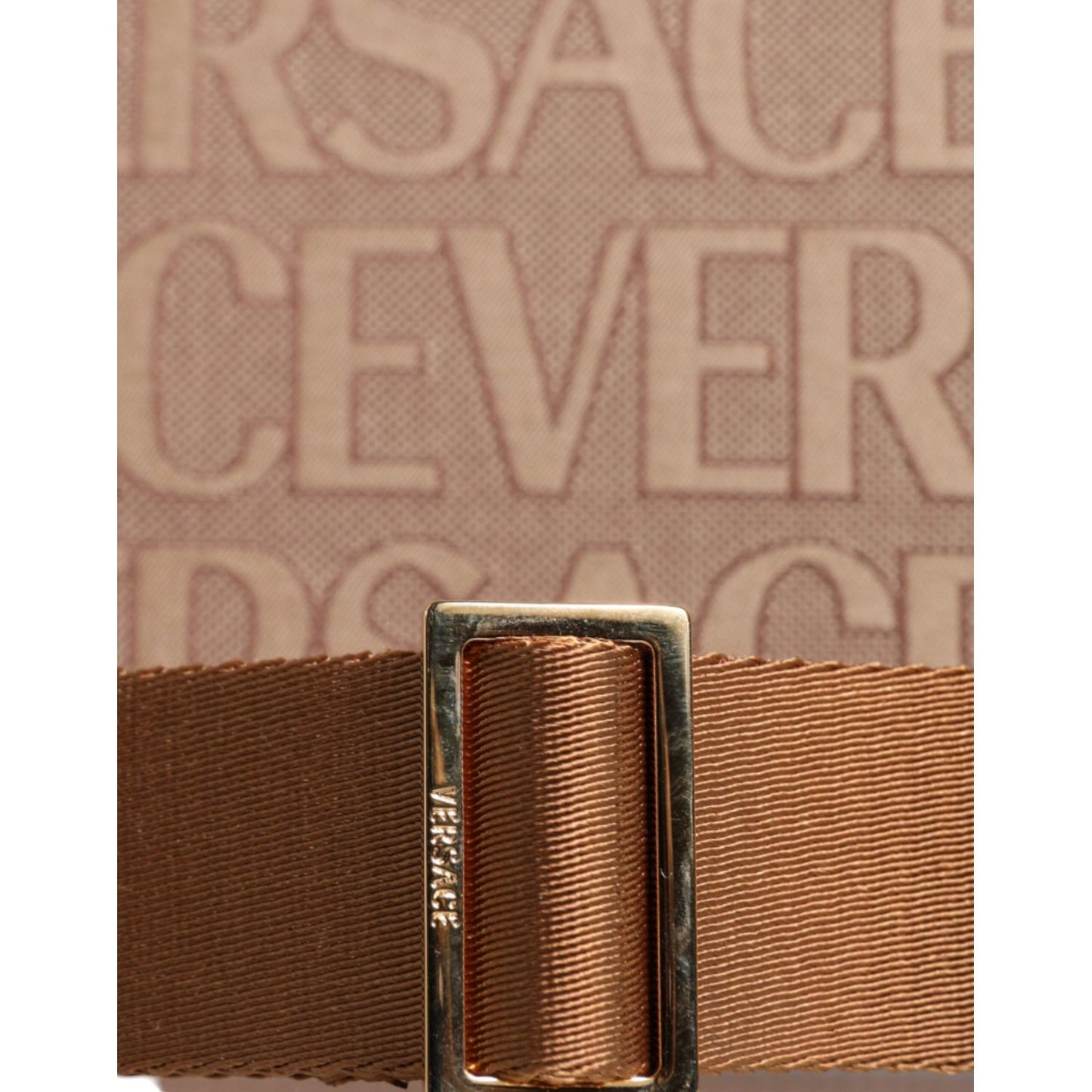 Versace Brown Top Handle Jacquard Leather Logo Crossbody Tote Bag Versace Rosy Brown