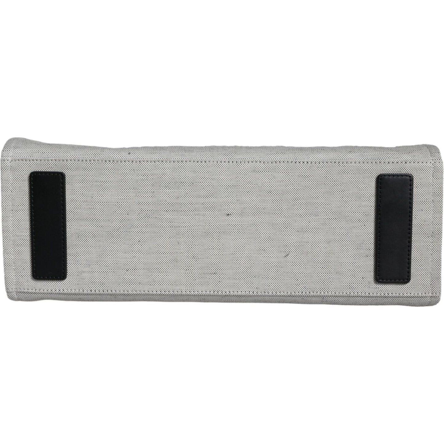 Versace White Top Handle Canvas Leather Logo Crossbody Tote Bag Versace Gray