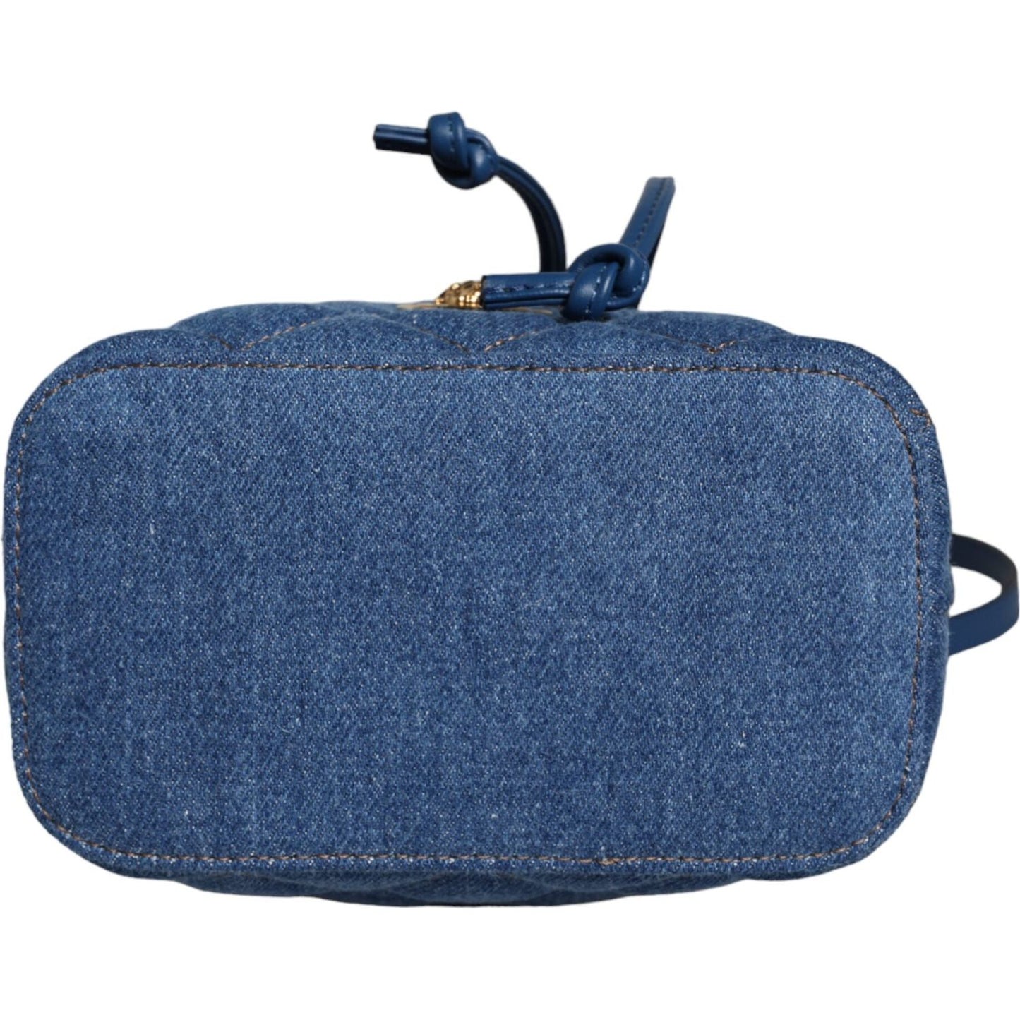 Versace Blue Quilted Denim Leather Crossbody Shoulder Bag Versace Dark Slate Blue