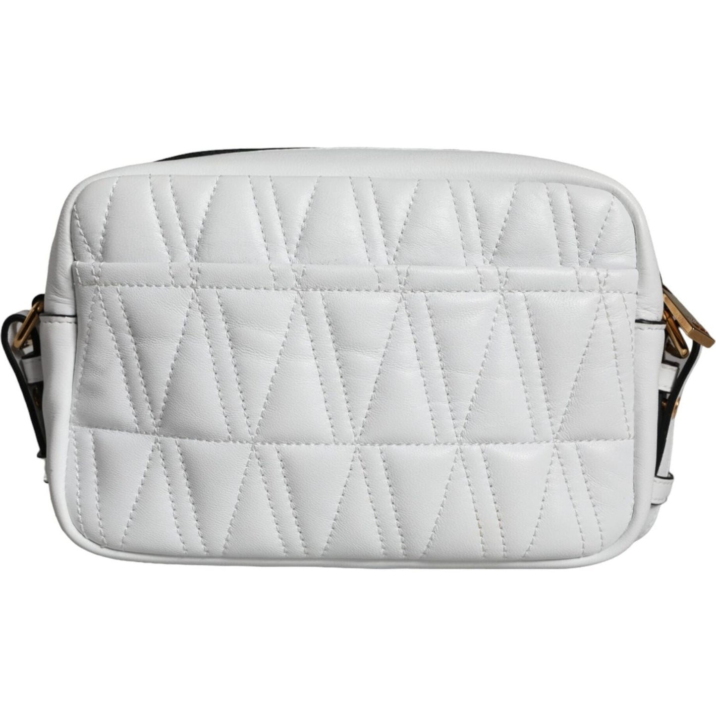 Versace White Quilted Nappa Leather Crossbody Shoulder Bag Versace Light Gray