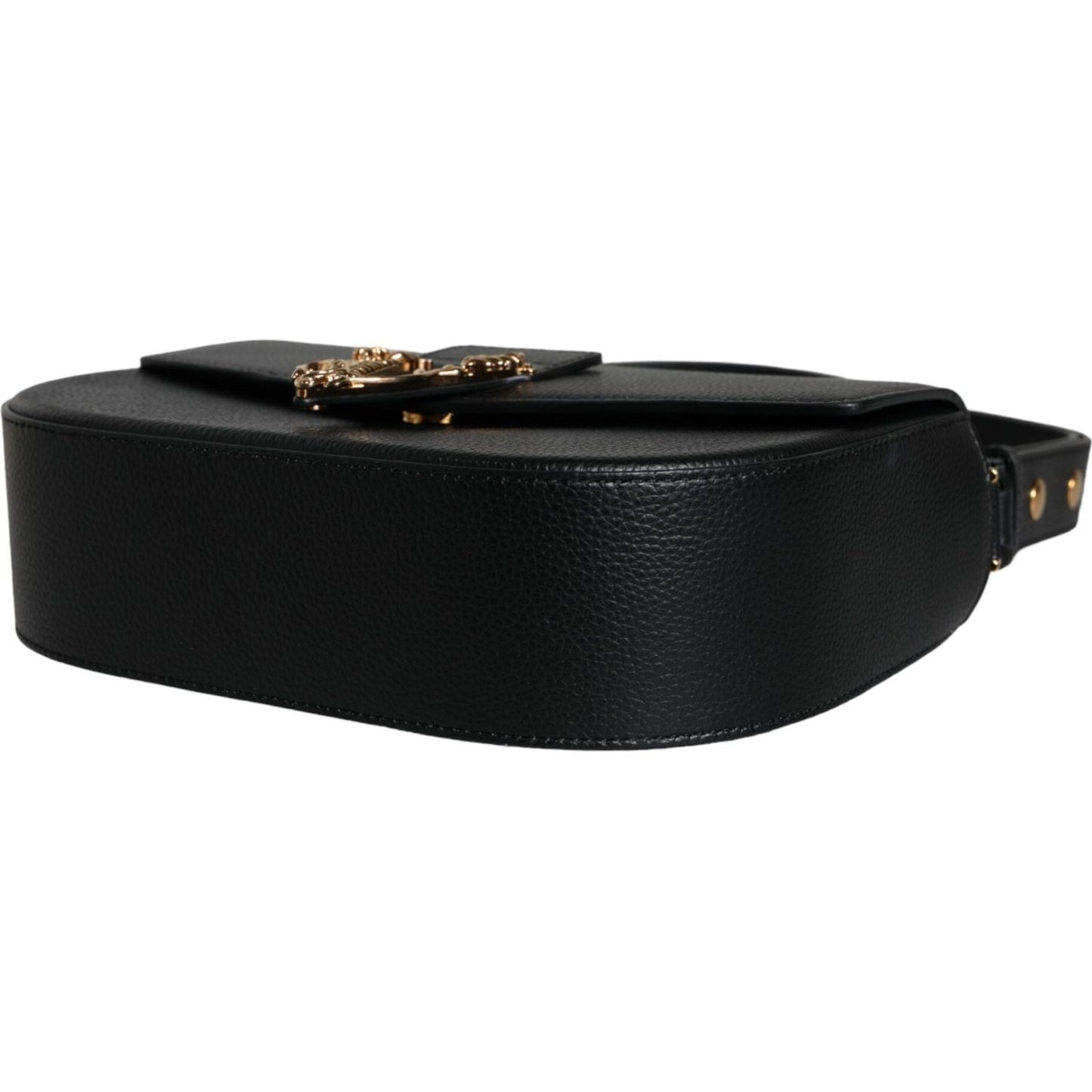 Versace Black Grainy Calf Leather Logo Crossbody Shoulder Bag Versace Black