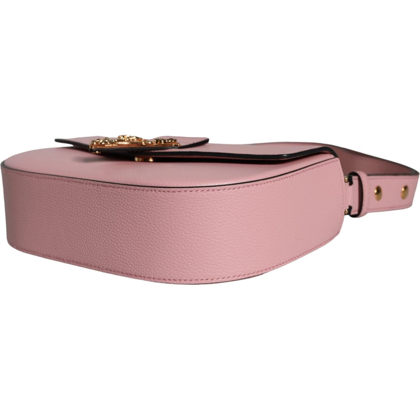 Versace Pink Grainy Calf Leather Logo Crossbody Shoulder Bag Versace Rosy Brown