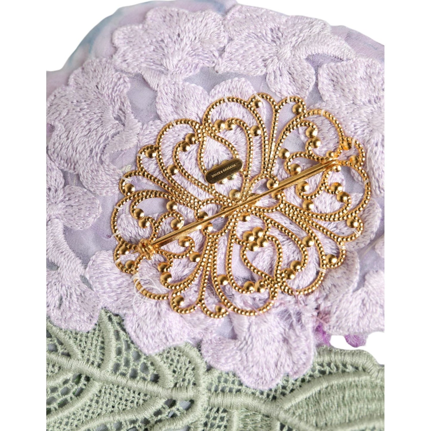 Dolce & Gabbana Multicolor Hydrangea Gold Brass Pin Brooch Brooch Dolce & Gabbana Gray