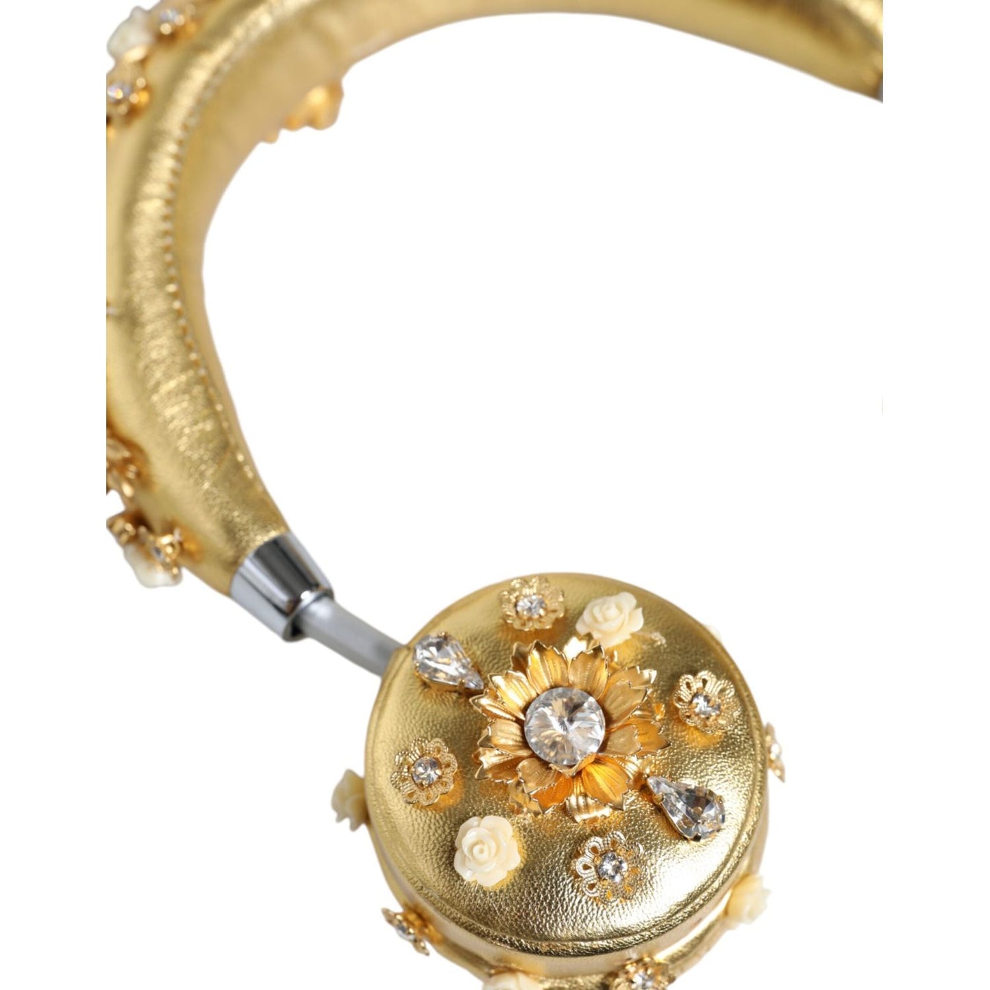 Dolce & Gabbana Gold Leather Floral Crystal Angel Headset Headphones Dolce & Gabbana Dark Khaki