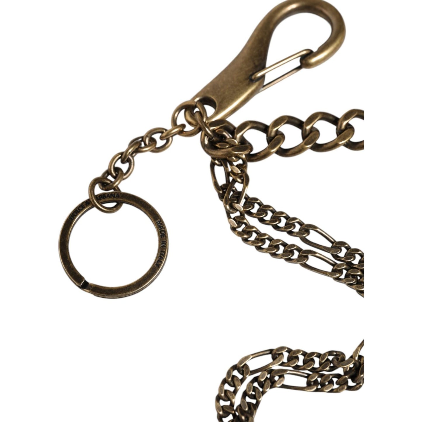 Dolce & Gabbana Silver Tone Metal DG Logo Crystal Keychain Keyring Dolce & Gabbana Dark Olive Green